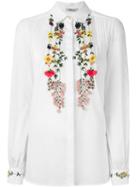 Blumarine Floral Appliqué Blouse, Women's, Size: 46, White, Cotton/viscose/polyester