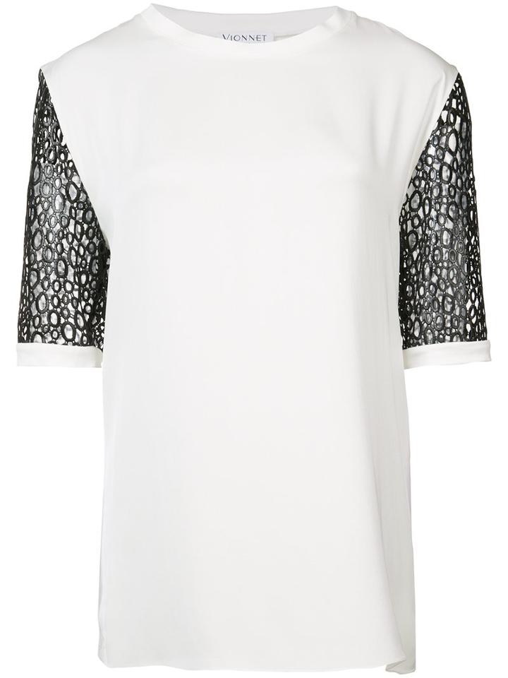 Vionnet - Contrast Sleeve Blouse - Women - Spandex/elastane/viscose - 40, White, Spandex/elastane/viscose