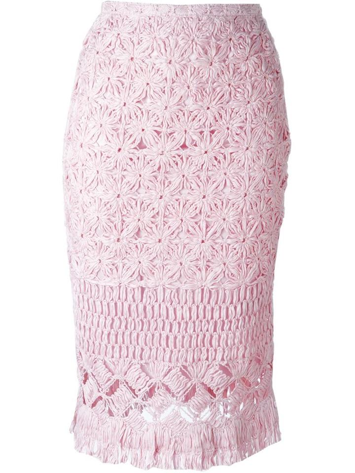 Ermanno Scervino Frilled Macrame Pencil Skirt