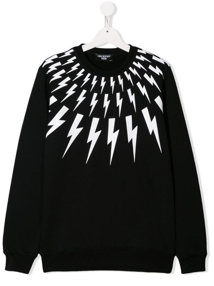 Neil Barrett Kids Lightening Bolt Print Sweatshirt - Black