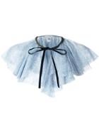 Philosophy Di Lorenzo Serafini Lace Ruffled Shoulder Overlay, Women's, Size: 40, Blue, Polyamide