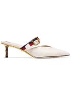 Gucci 45 Mules With Bamboo Heel - White