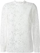 Saint Laurent Floral Lace Blouse, Women's, Size: 40, White, Cotton/polyamide/modal/silk