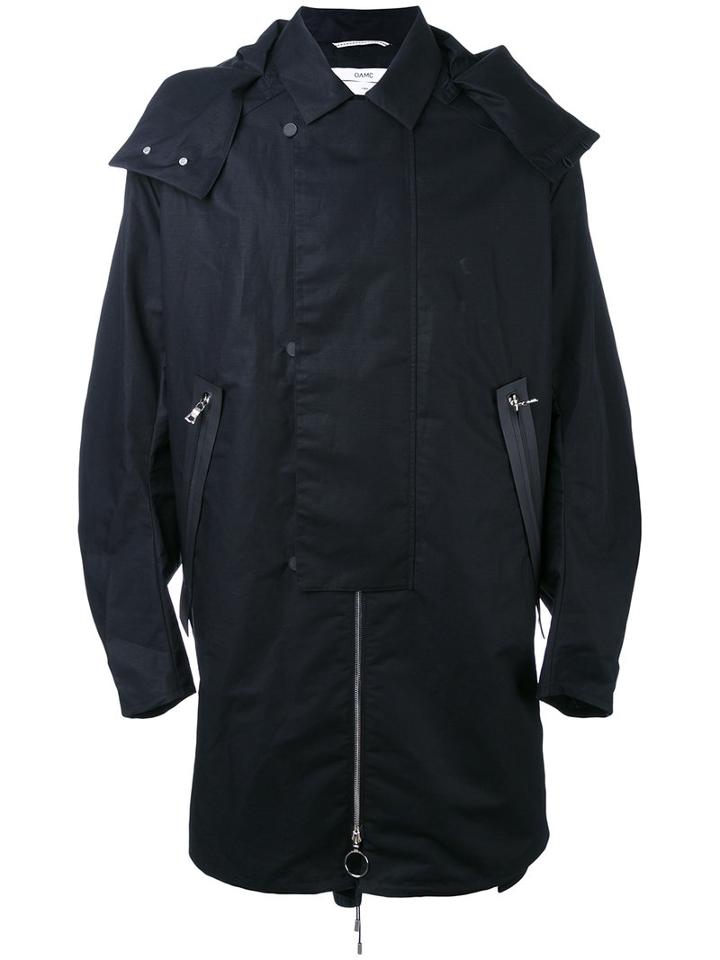 Oamc - Collared Coat - Men - Cotton/linen/flax - M, Blue, Cotton/linen/flax