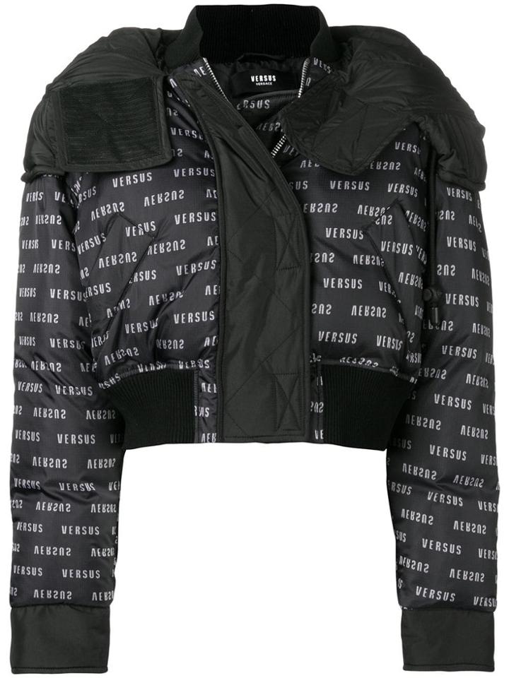 Versus Monogram Cropped Puffer Jacket - Black