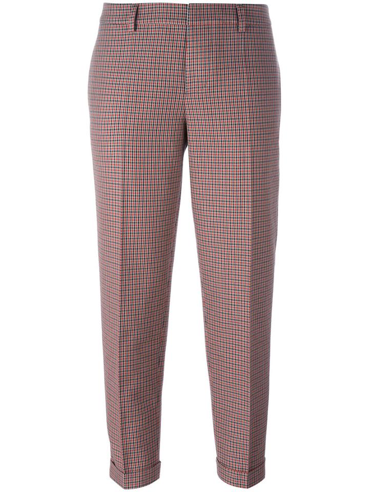 Dsquared2 Slim Plaid Trousers, Women's, Size: 36, Red, Cotton/virgin Wool/polyester