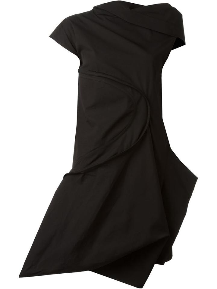 Rick Owens Draped Dress, Women's, Size: 42, Black, Cotton
