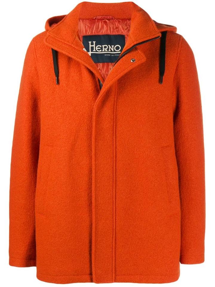 Herno Virgin Wool Hooded Jacket - Orange