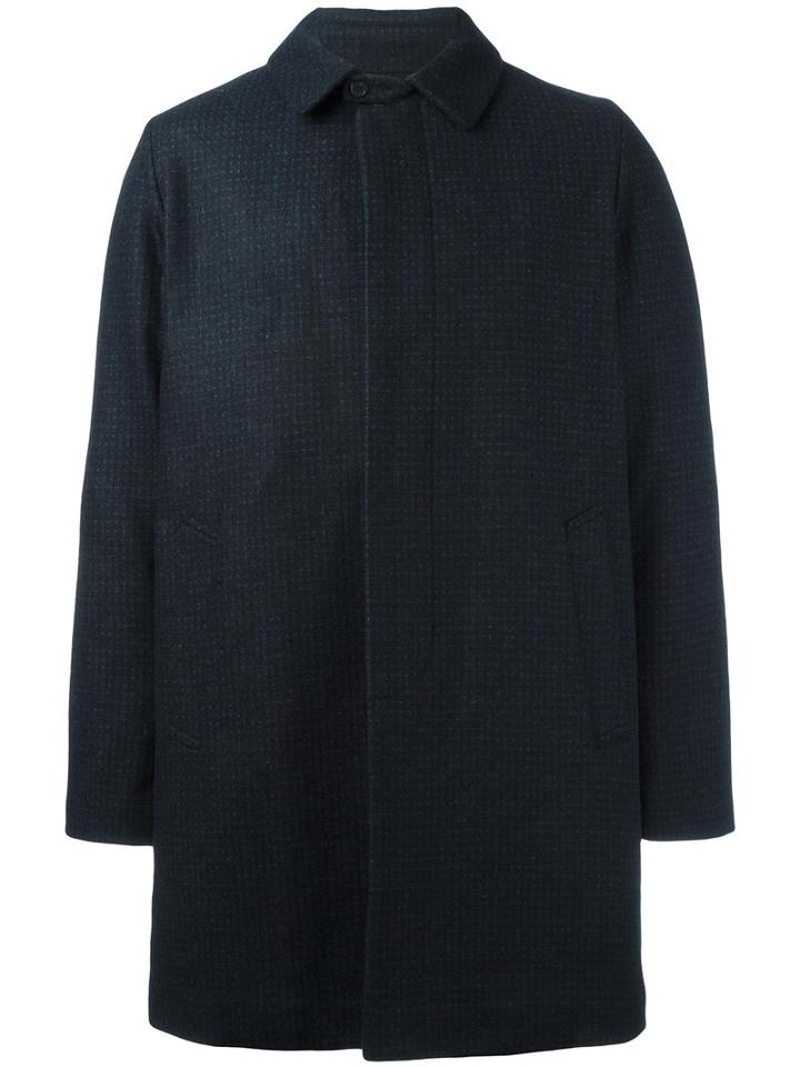 Maison Kitsuné Single Breasted Coat, Men's, Size: Medium, Blue, Wool/polyamide/cotton/polyester