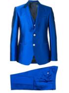 Dolce & Gabbana Three Piece Suit, Men's, Size: 50, Blue, Silk/viscose/cupro