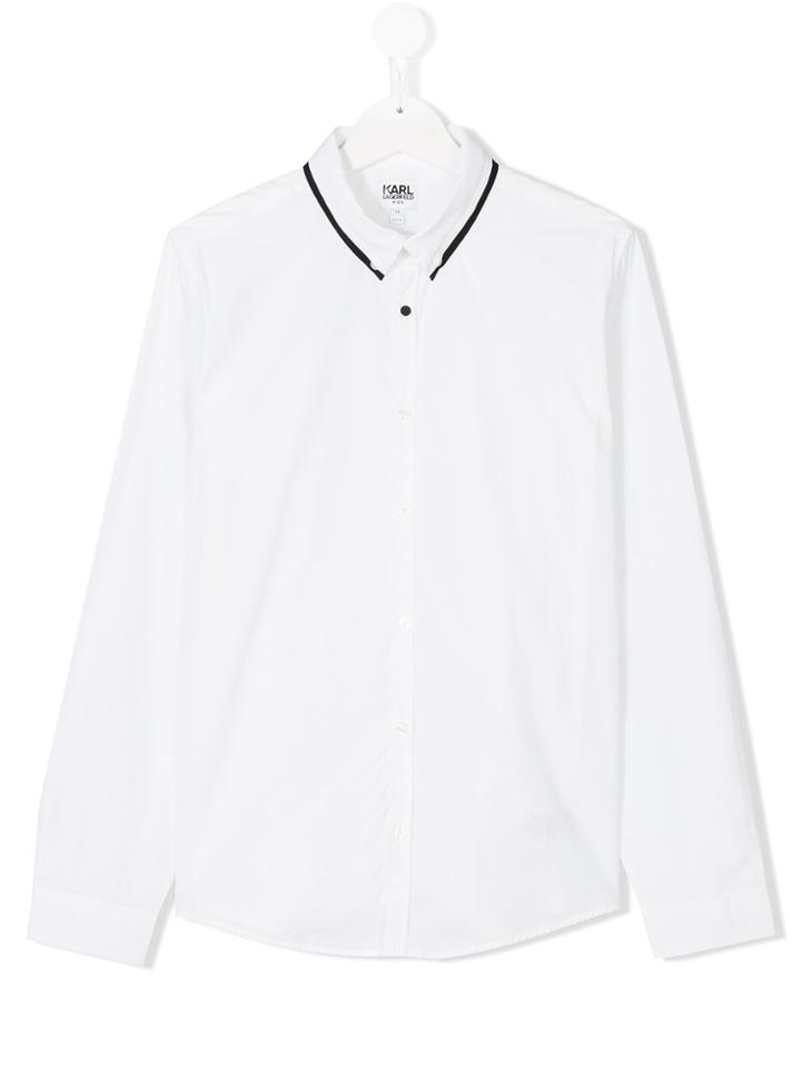 Karl Lagerfeld Kids Contrast Collar Shirt - White