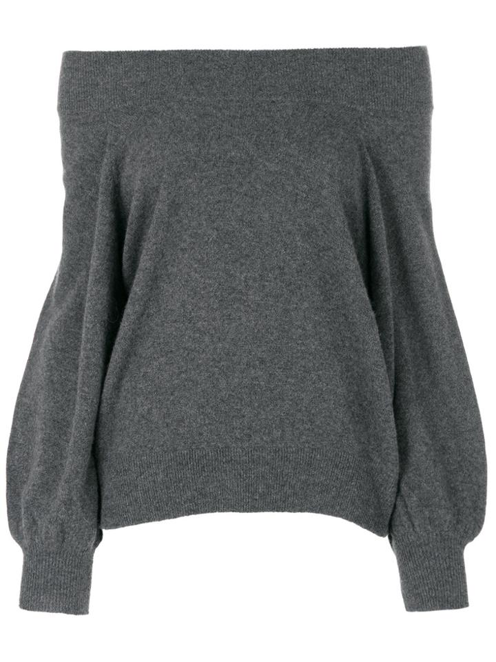 Rta Off Shoulder Knitted Top - Grey
