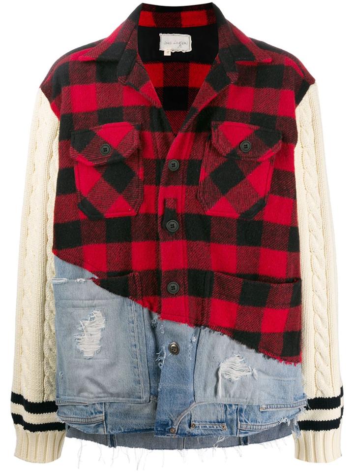 Greg Lauren Vintage-check Contrast Jacket - Red