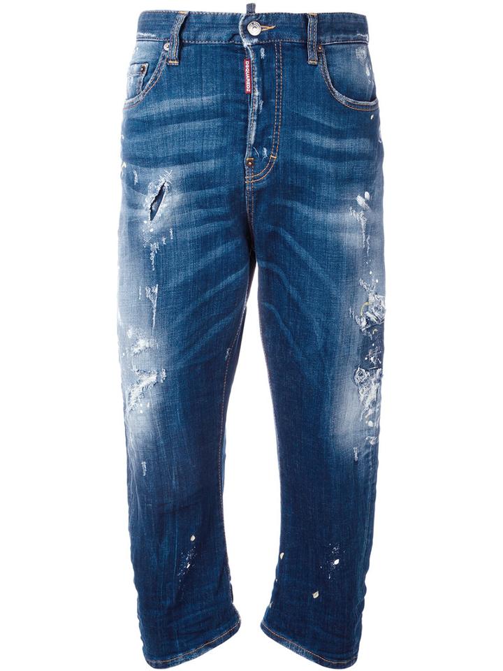Dsquared2 Kawaii Whiskered Distressed Jeans, Women's, Size: 36, Blue, Cotton/spandex/elastane/polyester
