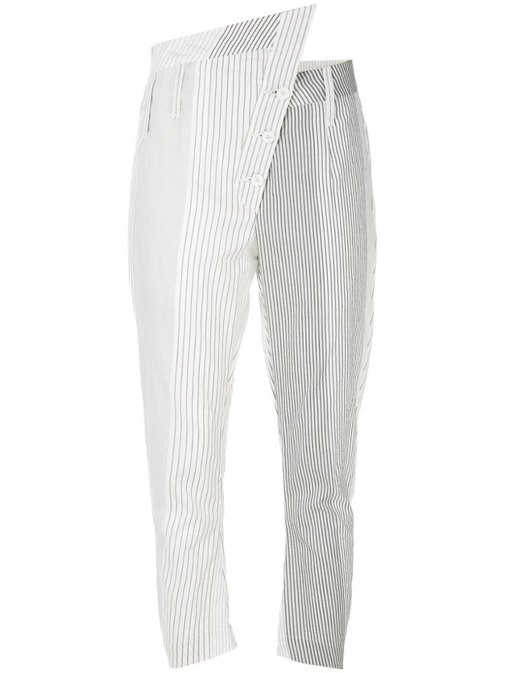 Lost & Found Ria Dunn Striped Cropped Trousers - White