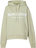 Burberry Logo Print Cotton Hoodie - Grey