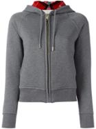 Burberry Hooded Zip-front Cotton Blend Sweatshirt - Grey