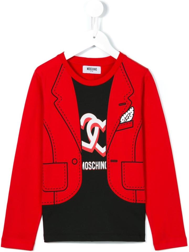 Moschino Kids Jacket Print Top, Girl's, Size: 6 Yrs, Red