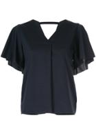 Loveless Short-sleeve Shift Blouse - Blue