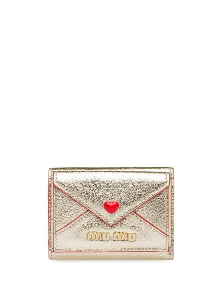 Miu Miu Madras Leather Love Wallet - Gold