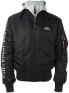 Alpha Industries Hooded Bomber Jacket, Men's, Size: Medium, Black, Cotton/nylon/polyester