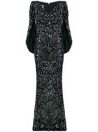Talbot Runhof Sequined Cape Dress - Black