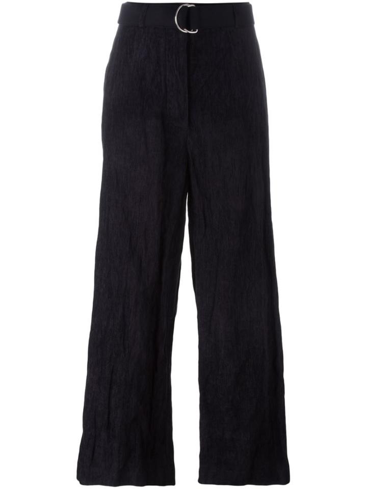 Hache Belted Wide Leg Trousers, Women's, Size: 44, Blue, Cotton/polyamide/metal
