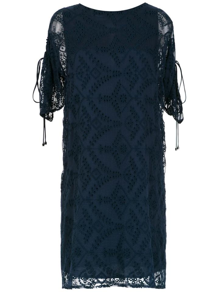 Tufi Duek Embroidered Slik Dress - Blue
