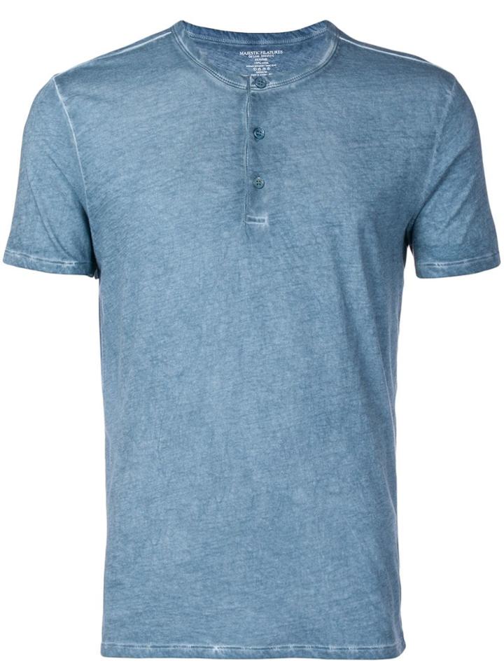 Majestic Filatures Button Neckline T-shirt - Blue
