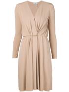 Lanvin Draped V-neck Dress - Nude & Neutrals