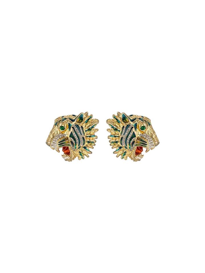 Gucci Tiger Head Earrings - Yellow & Orange