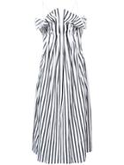 Adam Lippes Ruched Striped Dress - Black