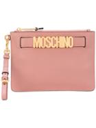 Moschino Logo Strap Clutch - Pink & Purple