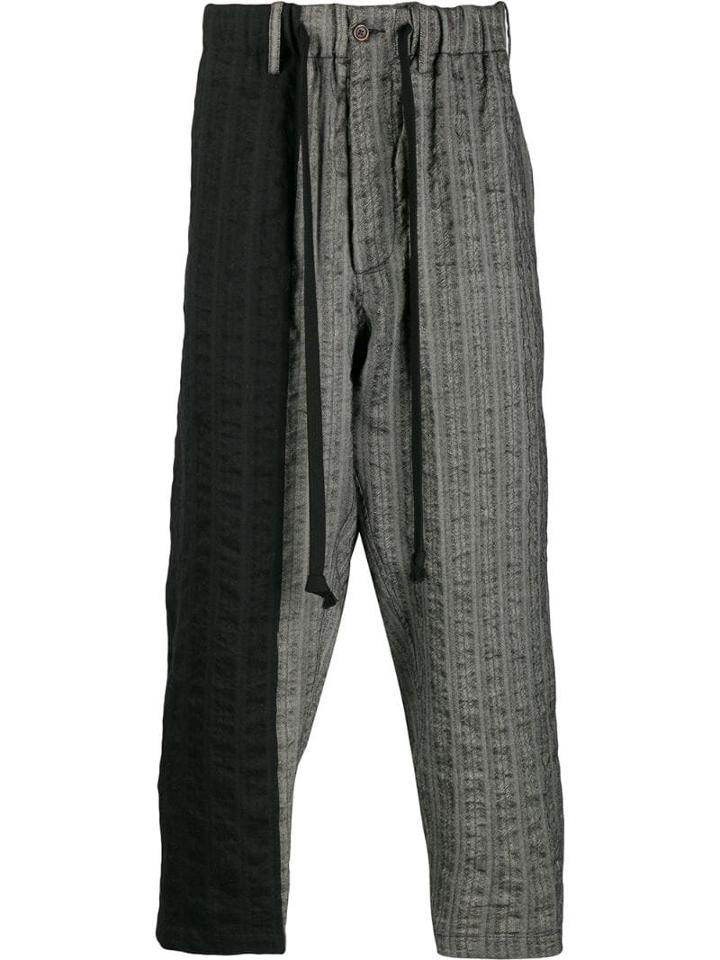 Uma Wang Two Tone Drop-crotch Trousers - Black
