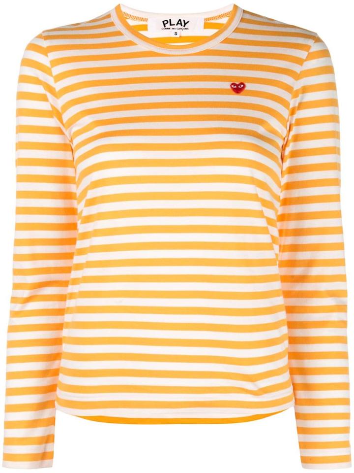 Comme Des Garçons Play Striped Longsleeved T-shirt - Yellow