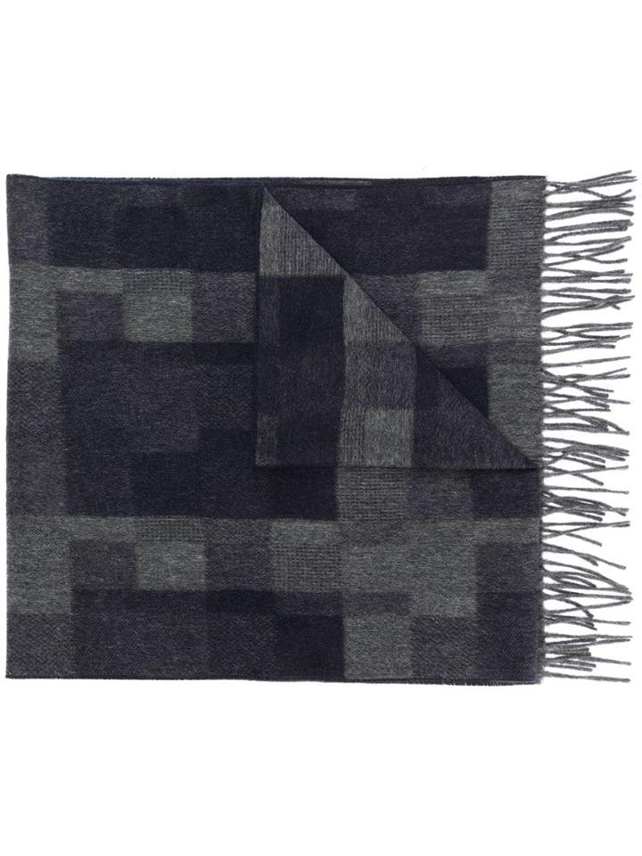 Ermenegildo Zegna Fringed Check Scarf - Grey