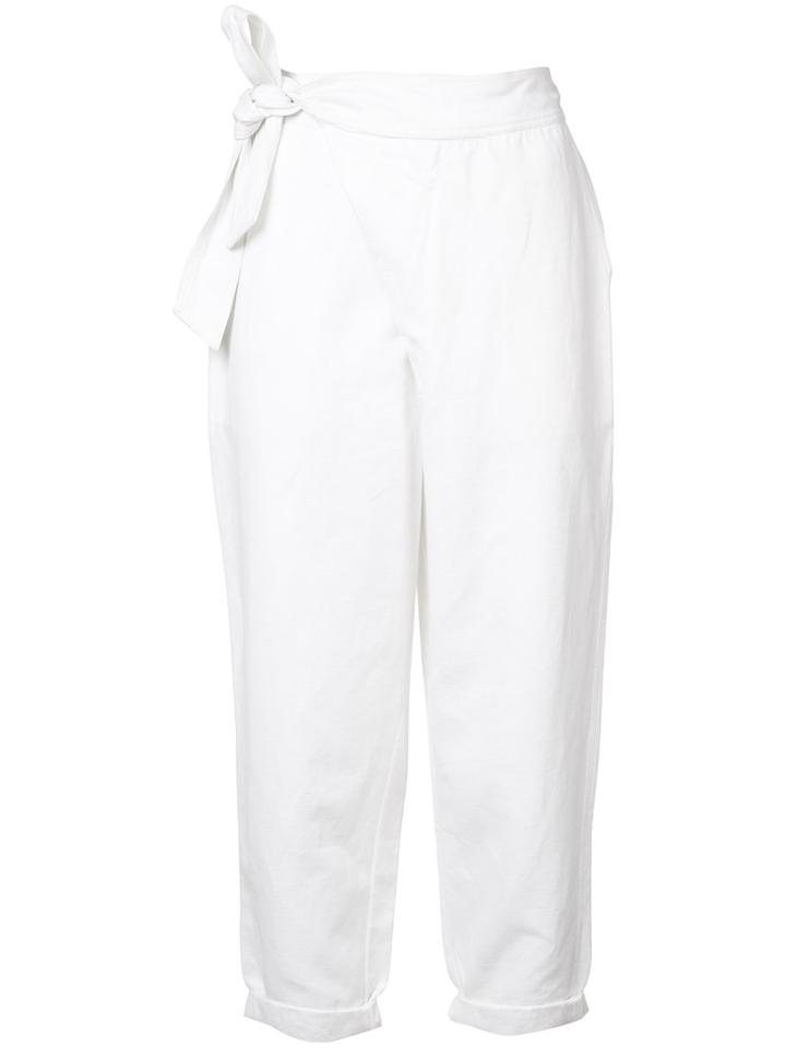 Ulla Johnson - Cropped High-waisted Trousers - Women - Cotton/linen/flax - 6, White, Cotton/linen/flax