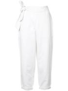 Ulla Johnson - Cropped High-waisted Trousers - Women - Cotton/linen/flax - 6, White, Cotton/linen/flax