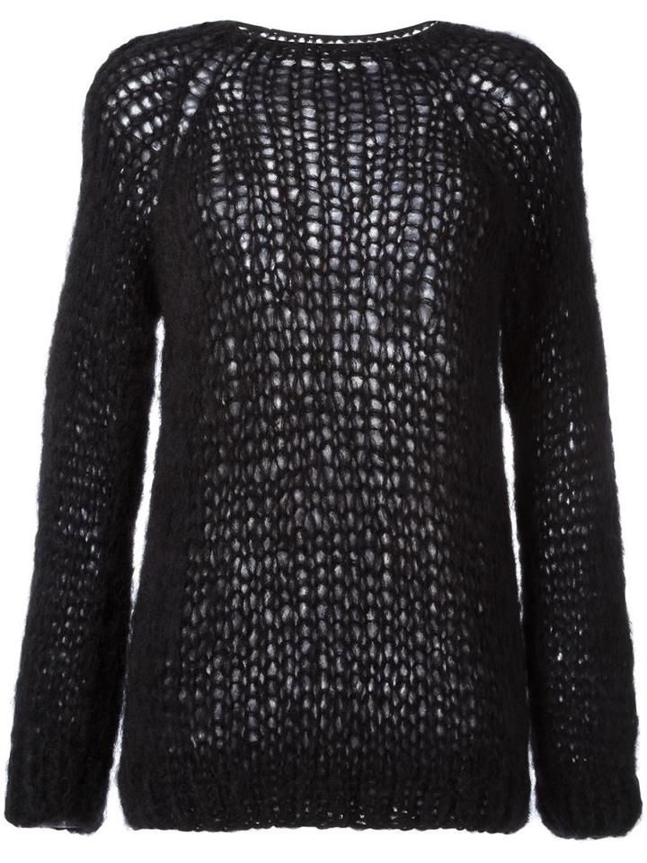 Maiami Ribbed Trim Jumper, Women's, Size: Large, Black, Mohair/merino/polyamide