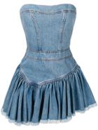 Alexandre Vauthier Strapless Asymmetric Flared Mini Dress - Blue