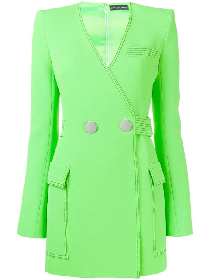 David Koma Belted Tailored Dress - Green