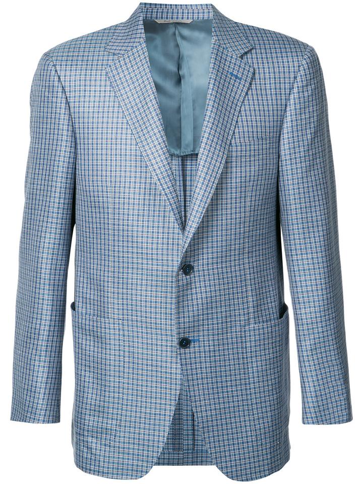 Canali - Woven Check Blazer - Men - Wool/silk/linen/flax - 50, Blue, Wool/silk/linen/flax