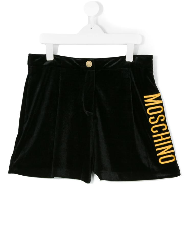 Moschino Kids Velvet Texture Shorts - Black