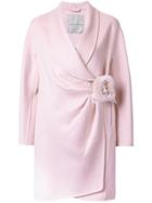 Ermanno Scervino Wrapped Buckled Mid Coat - Pink & Purple