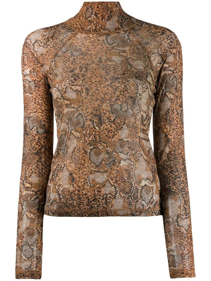 Nanushka Snake Print Sweater - Brown