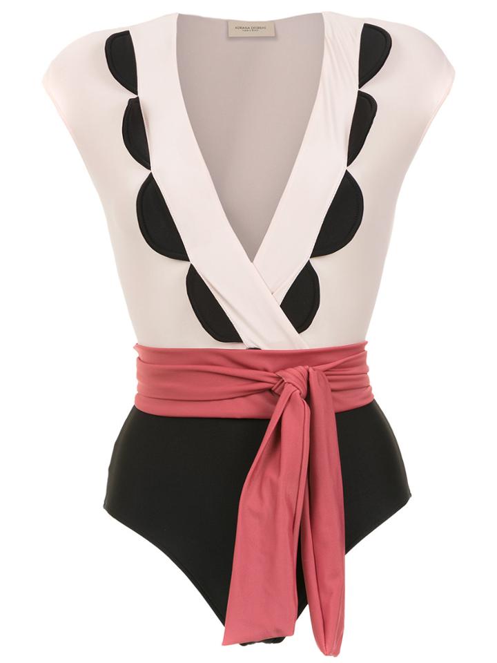 Adriana Degreas V-neck Swimsuit - Pink & Purple