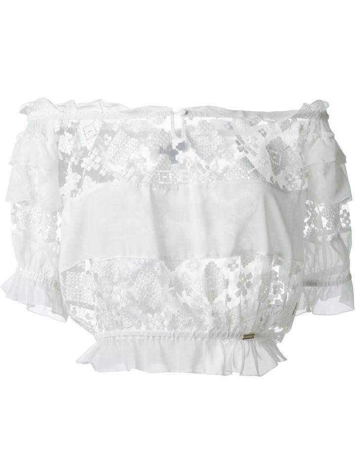 Just Cavalli Embroidered Sheer Panel Top