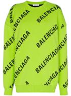 Balenciaga Intarsia Logo Oversized Cotton-blend Jumper - Green