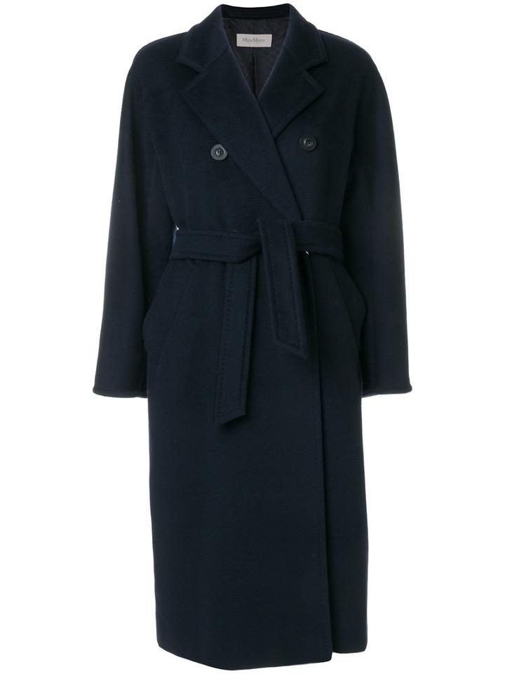 Max Mara - Double-breasted Coat - Women - Cupro/glass Fiber/viscose/virgin Wool - 40, Blue, Cupro/glass Fiber/viscose/virgin Wool
