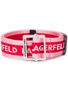 Karl Lagerfeld Logo Stripe Belt - Pink